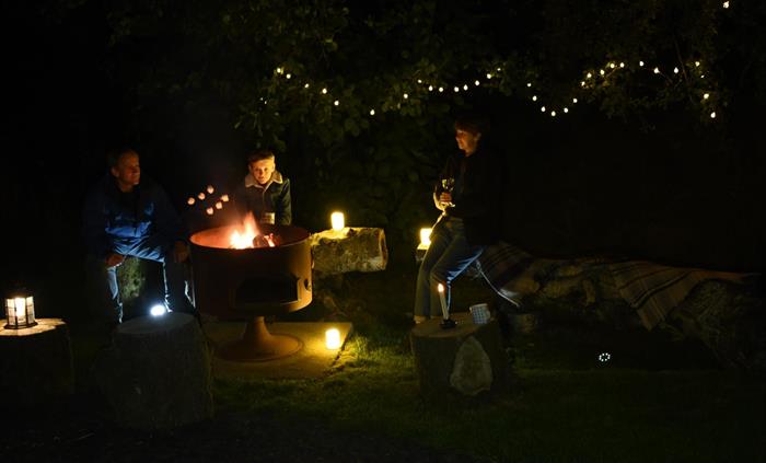 Family time toasting marshmallows.